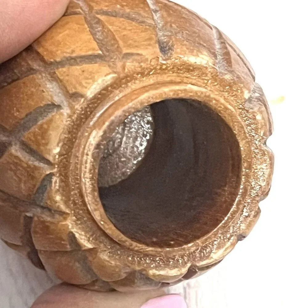 Monkey Pod Wood Pineapple Salt & Pepper Shakers Vintage Waikiki Woods Hawaii
